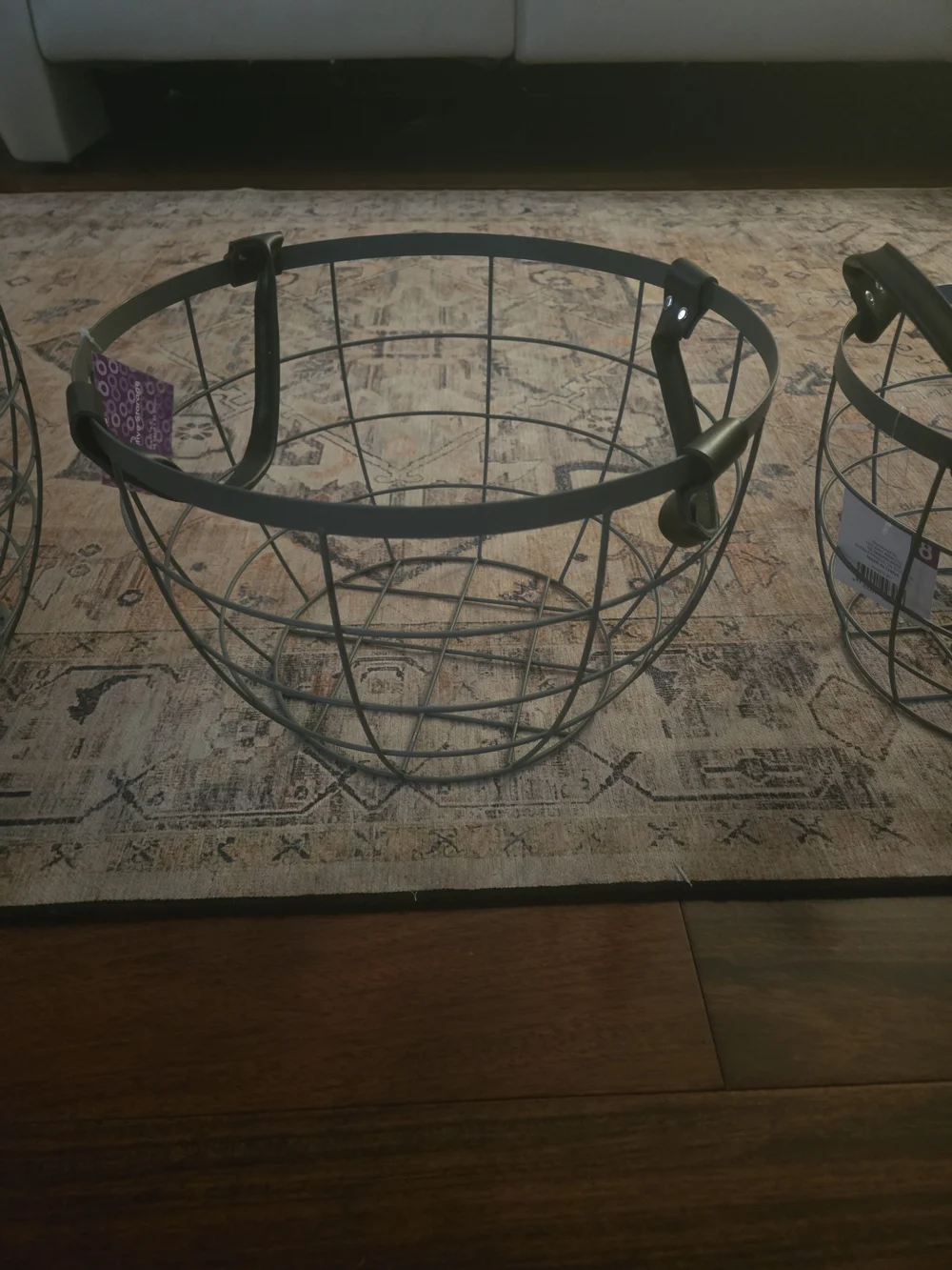 Metal Wire Storage Basket with Black Handles - Home Accents